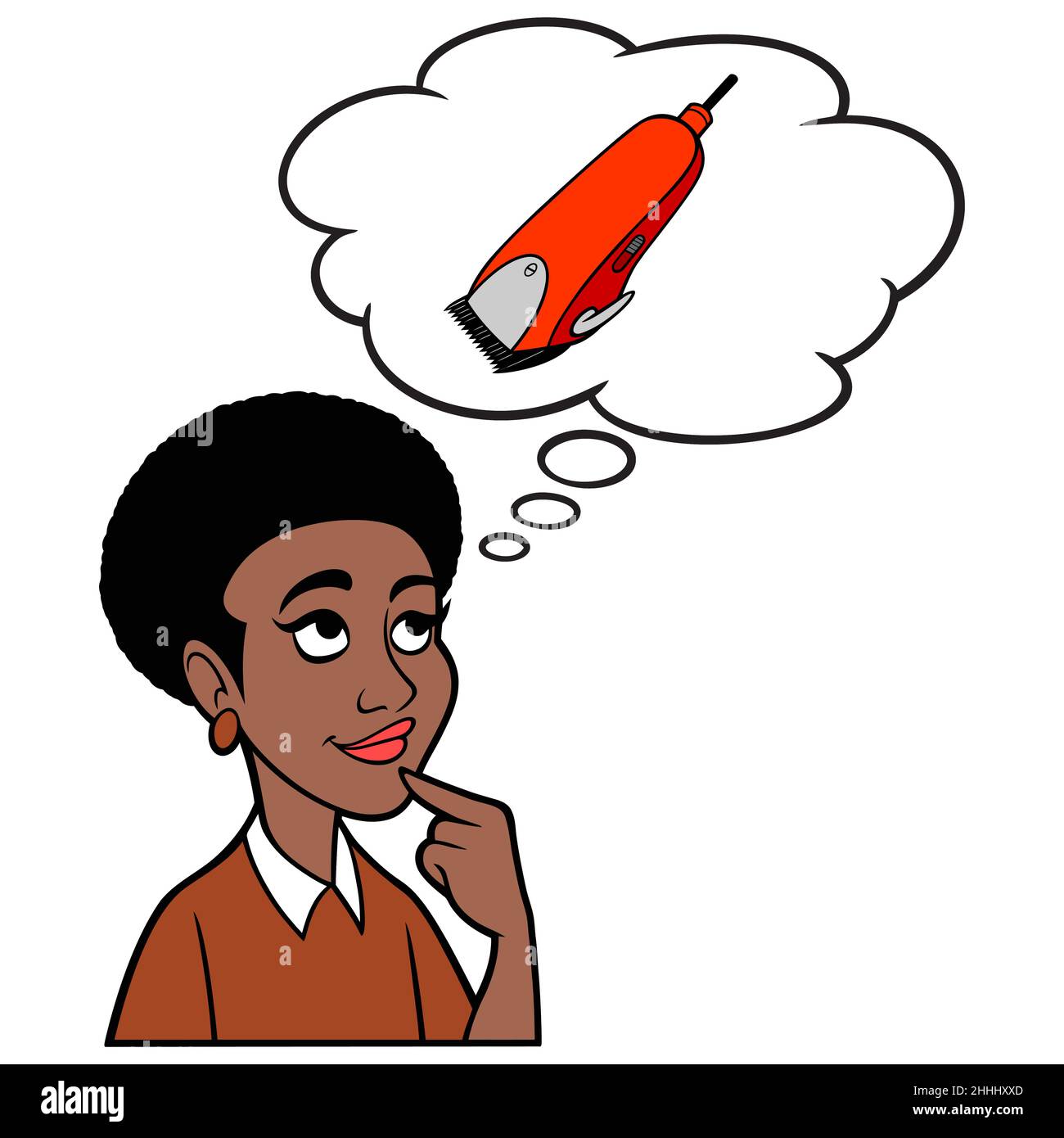 Black Woman thinking about Electric Hair Clippers - A cartoon illustration  of a Black Woman thinking about Electric Hair Clippers for her hair salon  Stock Vector Image & Art - Alamy