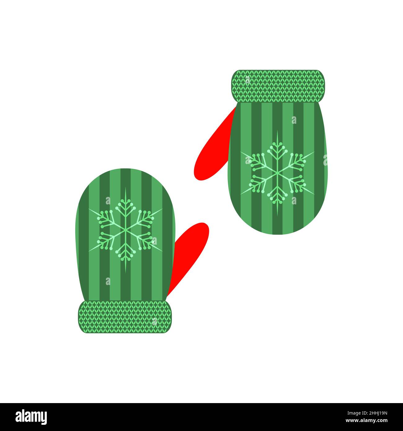 Pair of christmas mittens on white background. Vector illustration. Christmas mittens in flat design. Stock Vector