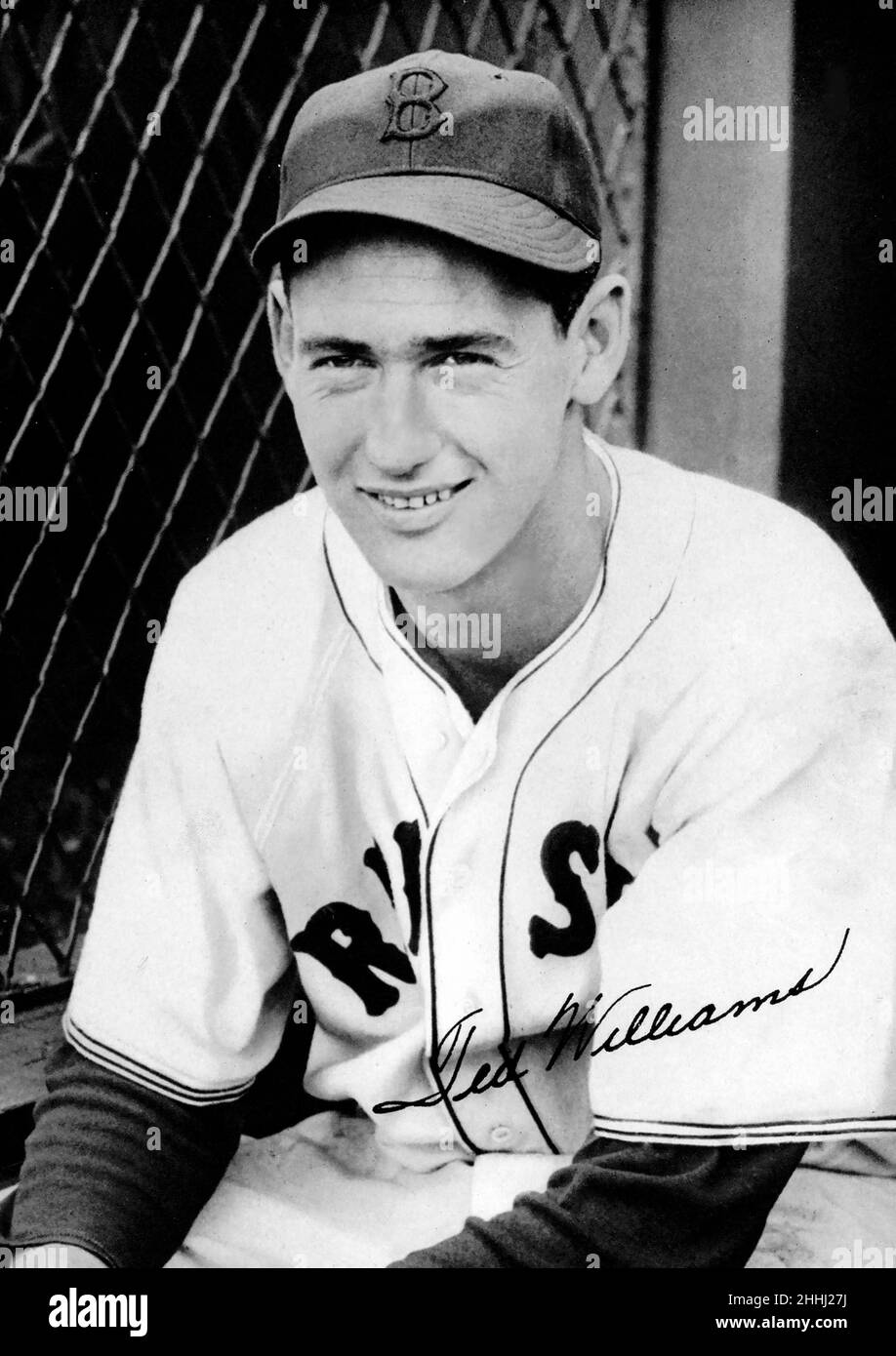 Ted Williams 6X9 inch souvenir black and white photo with autograph Stock Photo