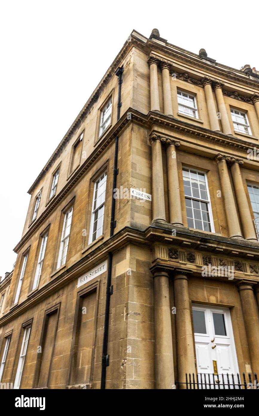 corner of Circus and Gay street in Bath City, United kingdom Stock Photo