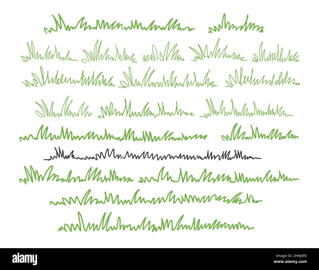 Abstract meadow line with grass. Continuous one line drawing. Nature vector illustration Stock
