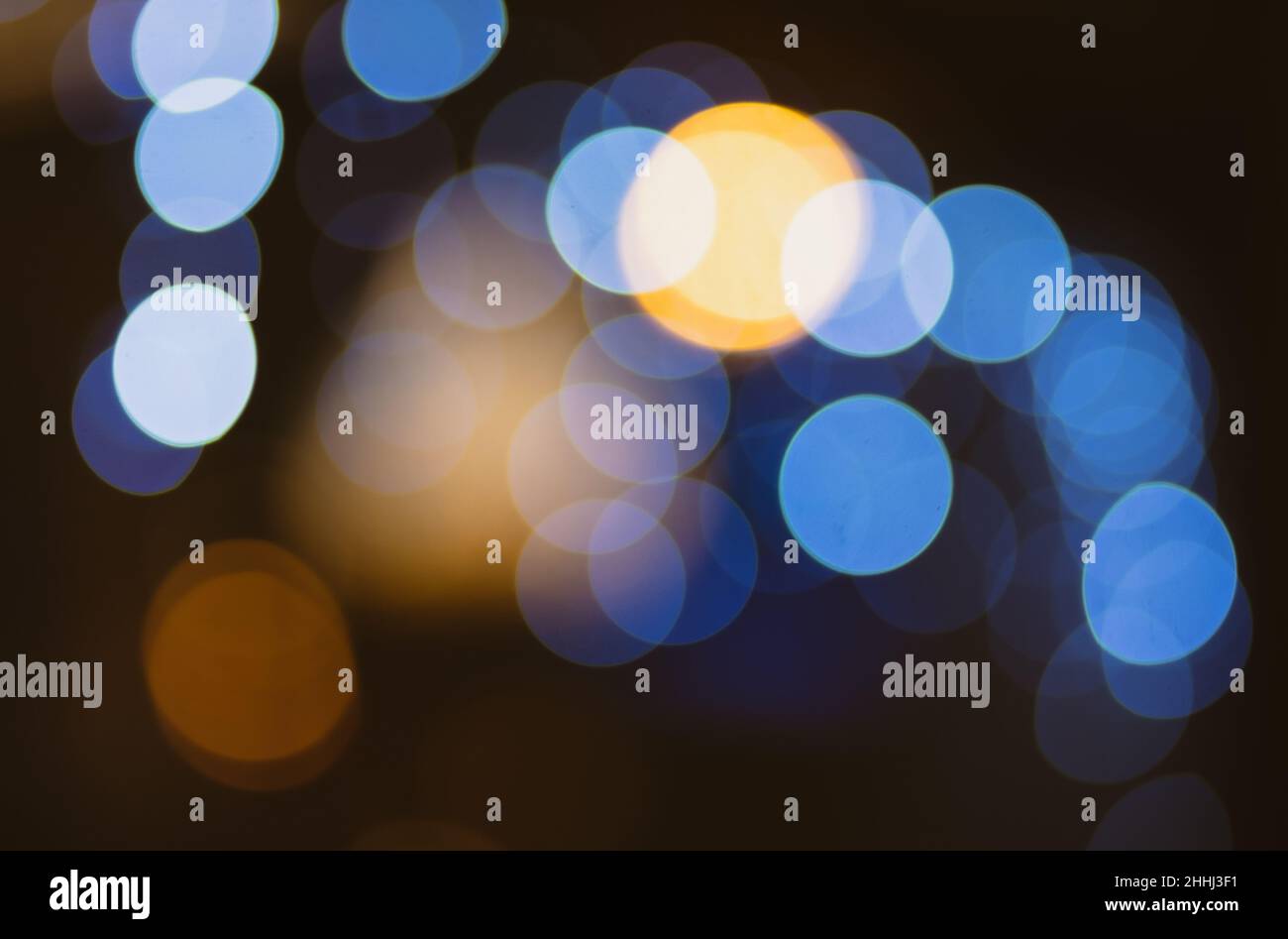Abstract blue and yellow bokeh balls Stock Photo