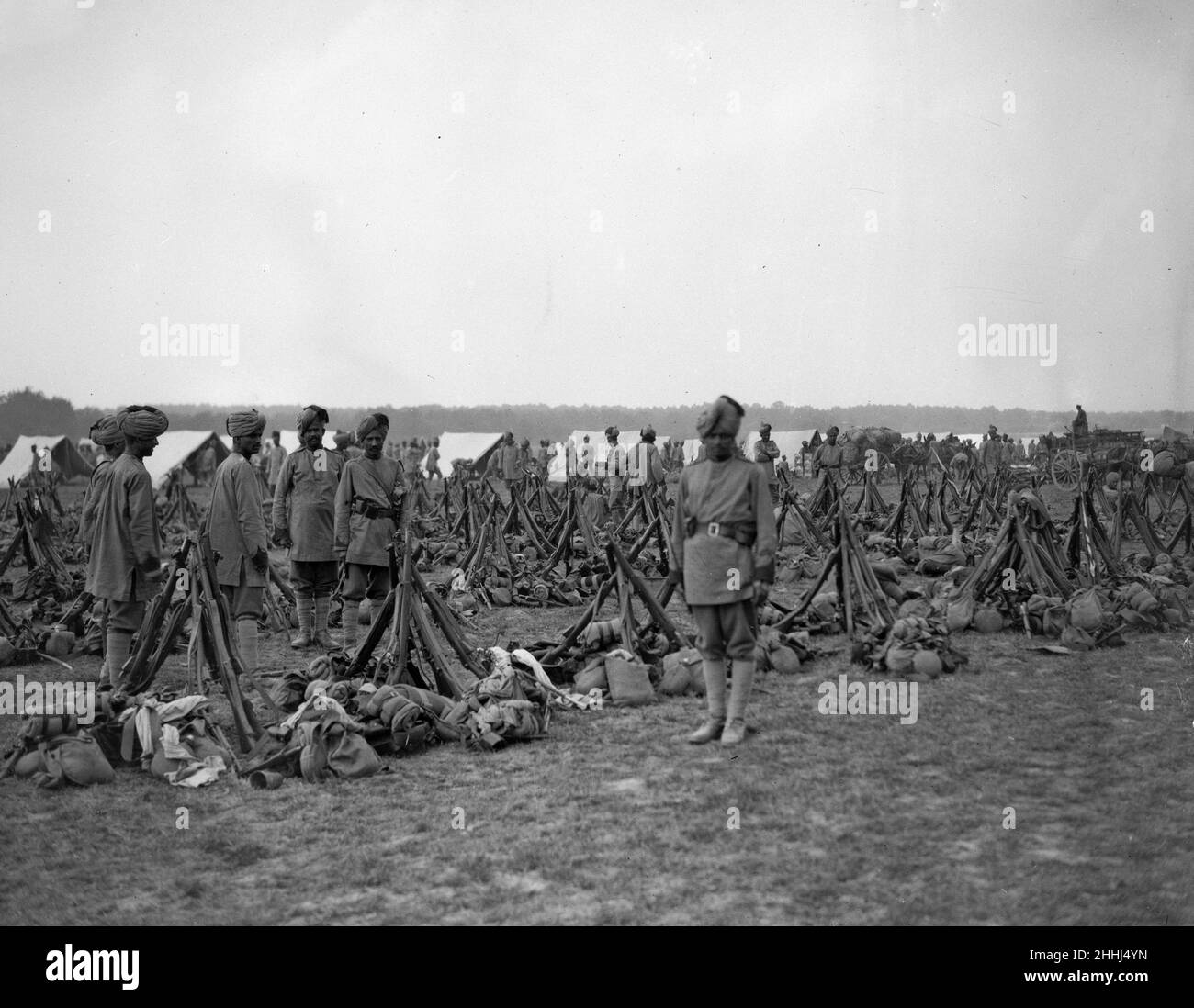 The 3rd Lahore Indian Division seen here at their camp in Orleans, France. Circa October 1914 Stock Photo