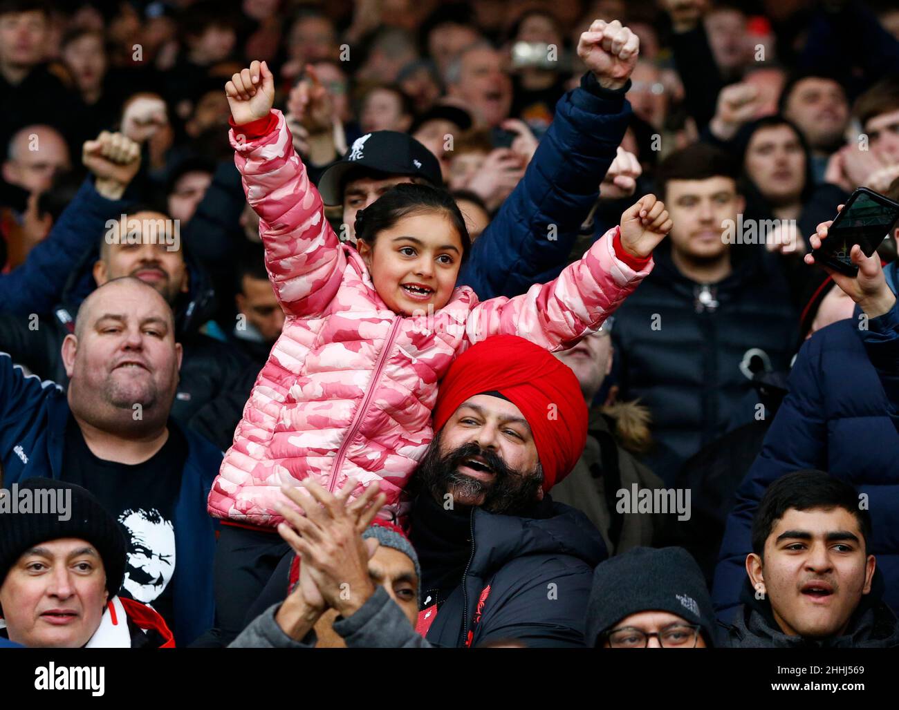 LONDON, United Kingdom, JANUARY 23:Liverpool Fans  during Premier League between Crystal Palace and Liverpool  at Selhurst Park Stadium,  London on 23 Stock Photo