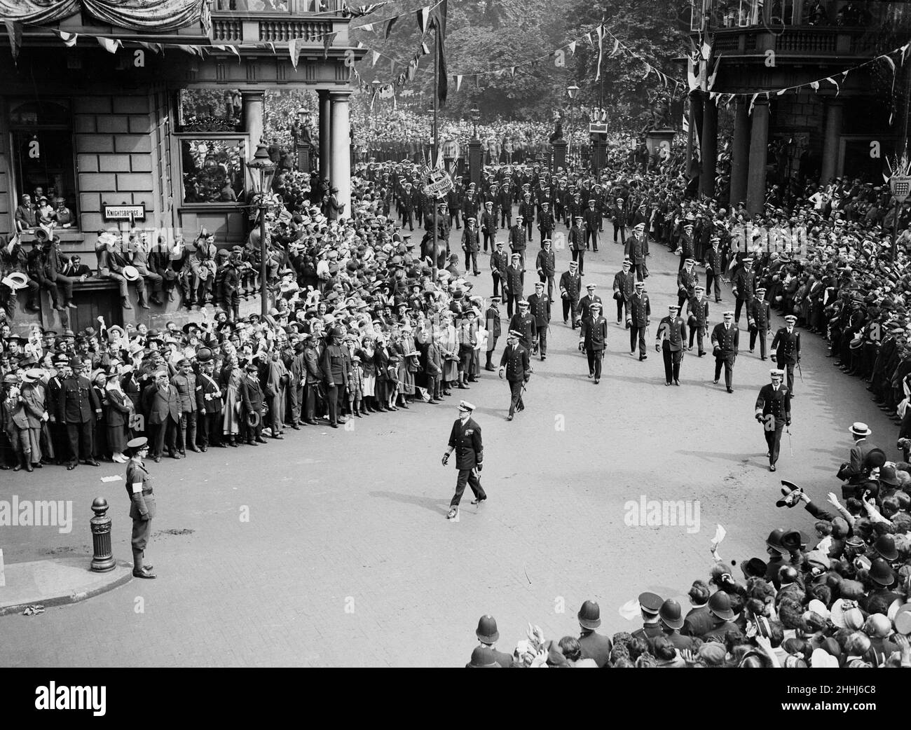London victory march. Admiral Beatty in the procession. May 1919. Stock Photo