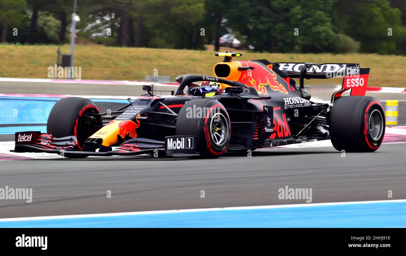Sergio Perez driving Red Bull Honda at 2021 French Grand Prix Stock Photo