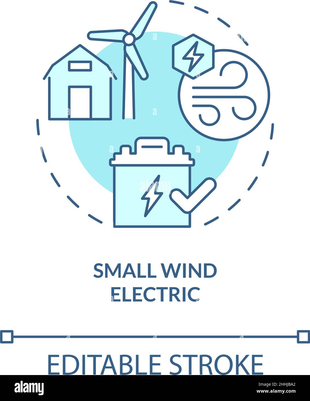 Small wind electric turquoise concept icon Stock Vector
