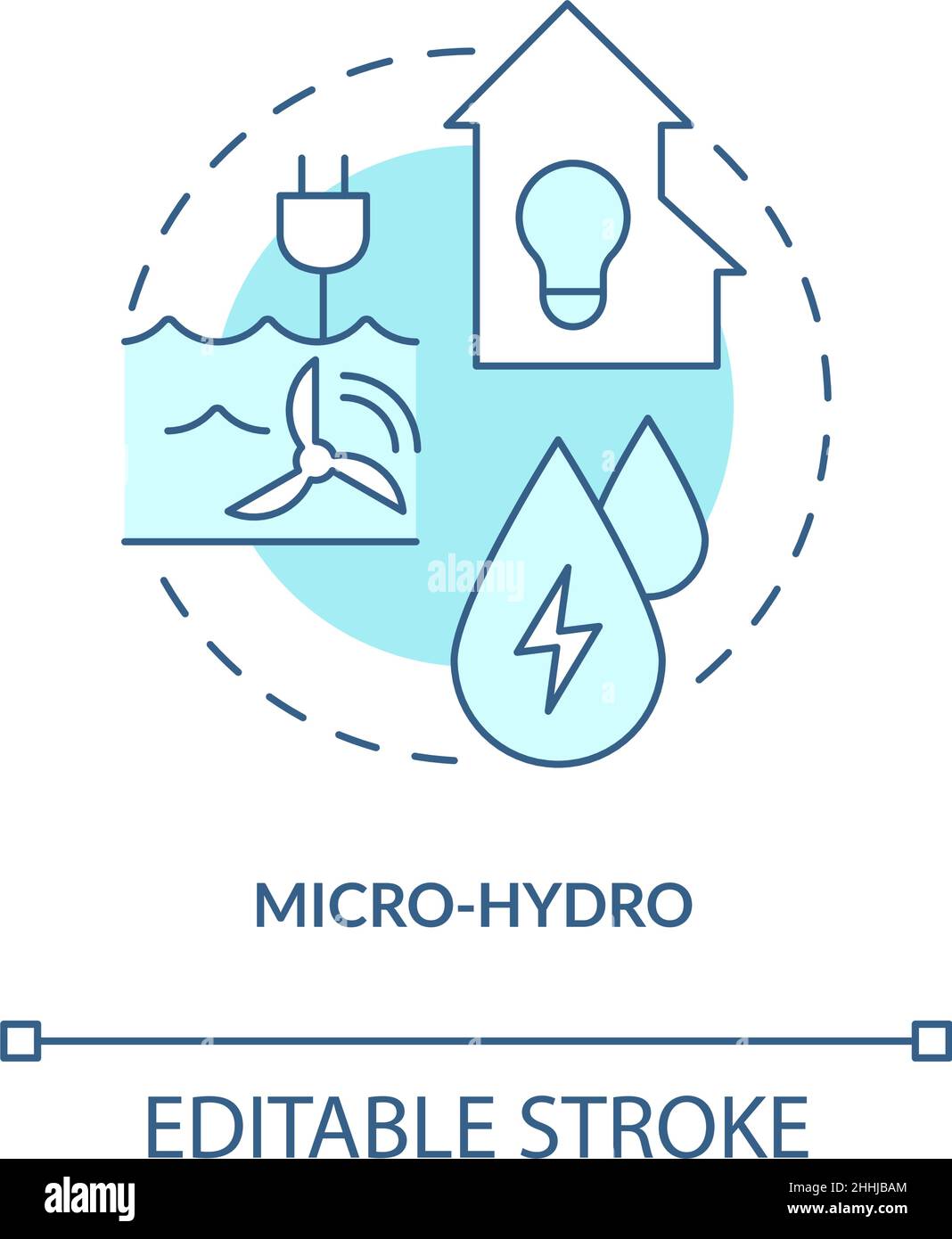 Micro hydro turquoise concept icon Stock Vector