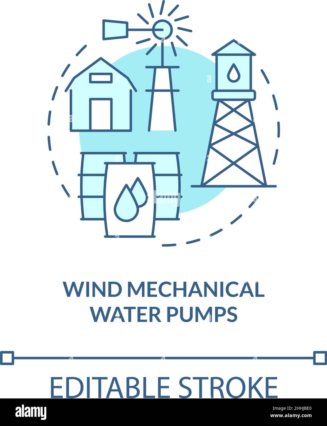 Wind mechanical water pumps turquoise concept icon Stock Vector