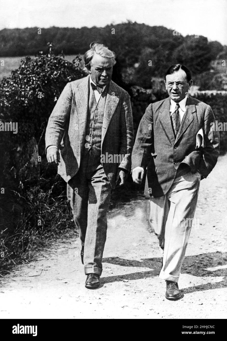 Prime Minister David Lloyd George and Leo Amery. 25th August 1918. Stock Photo