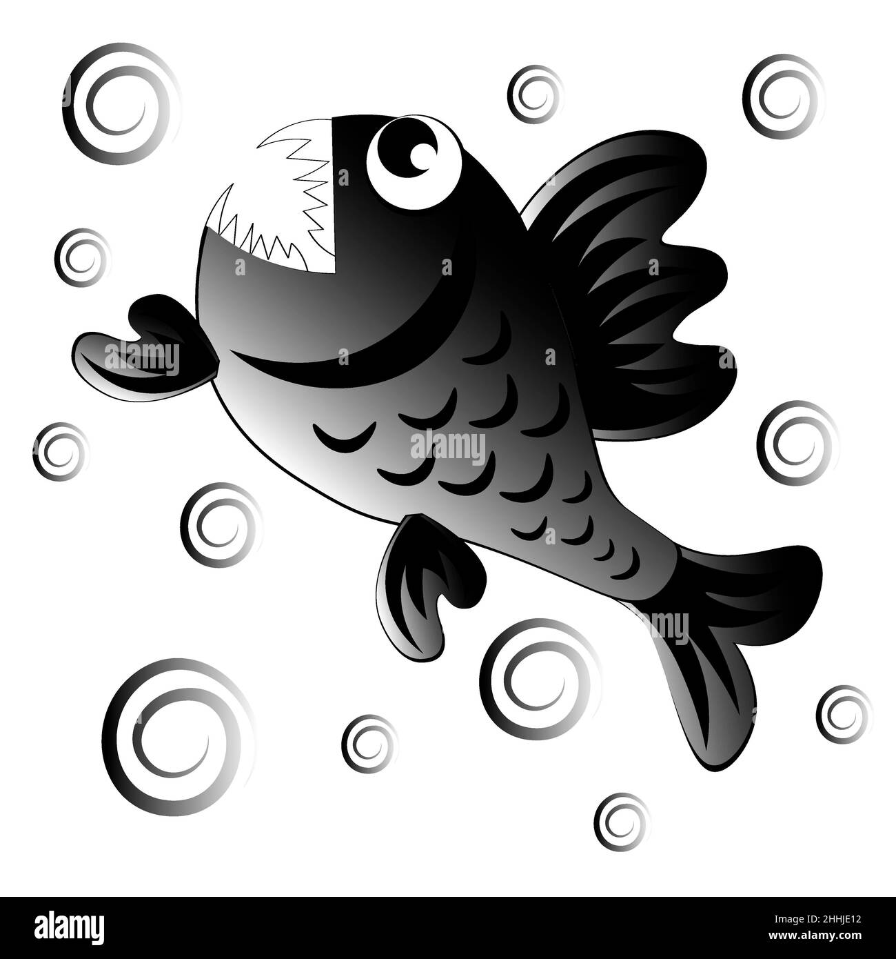 Evil Koi Fish Outline