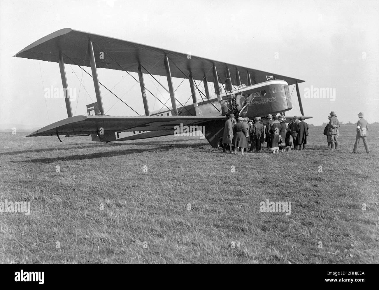 WW1 photo of French Farman biplane in flight WW1 photo of French Farman biplane in flight