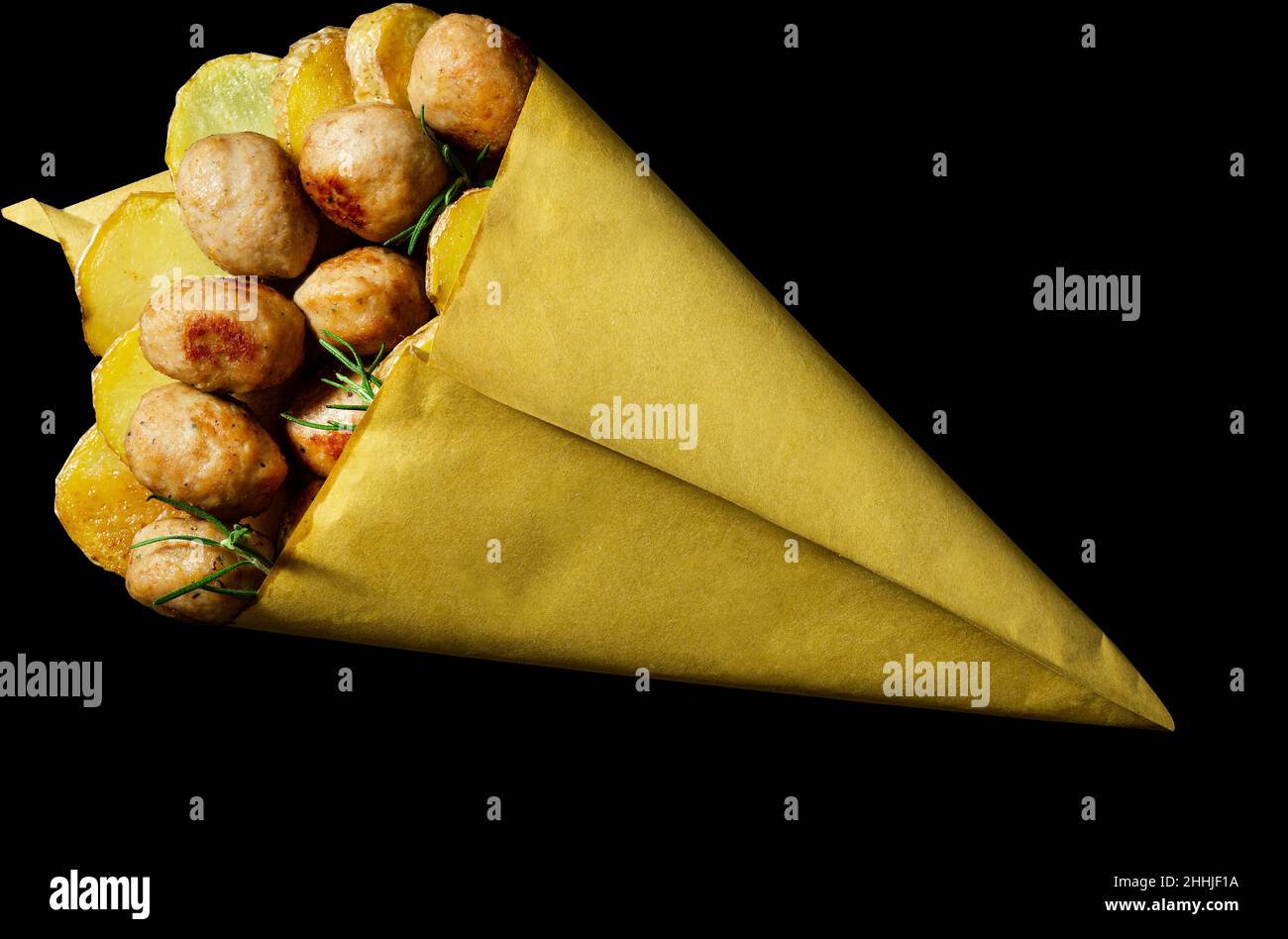 milanese mondeghili meat balls in a paper bag. italian street food