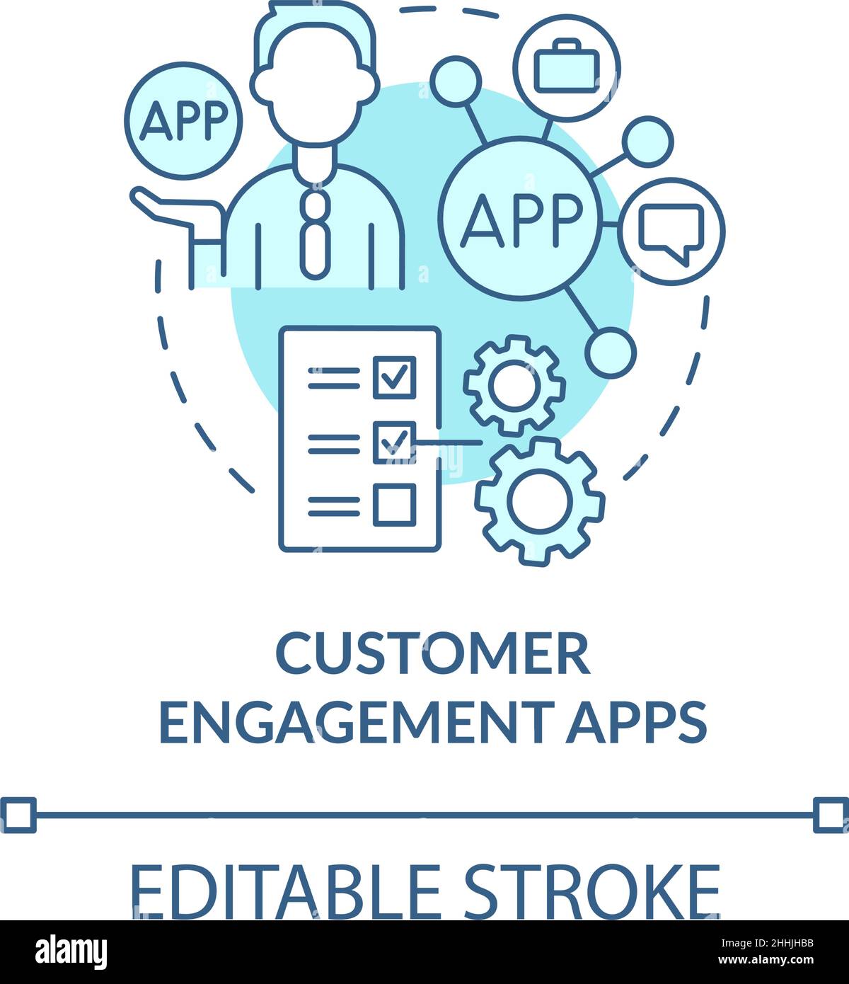 Customer engagement apps turquoise concept icon Stock Vector
