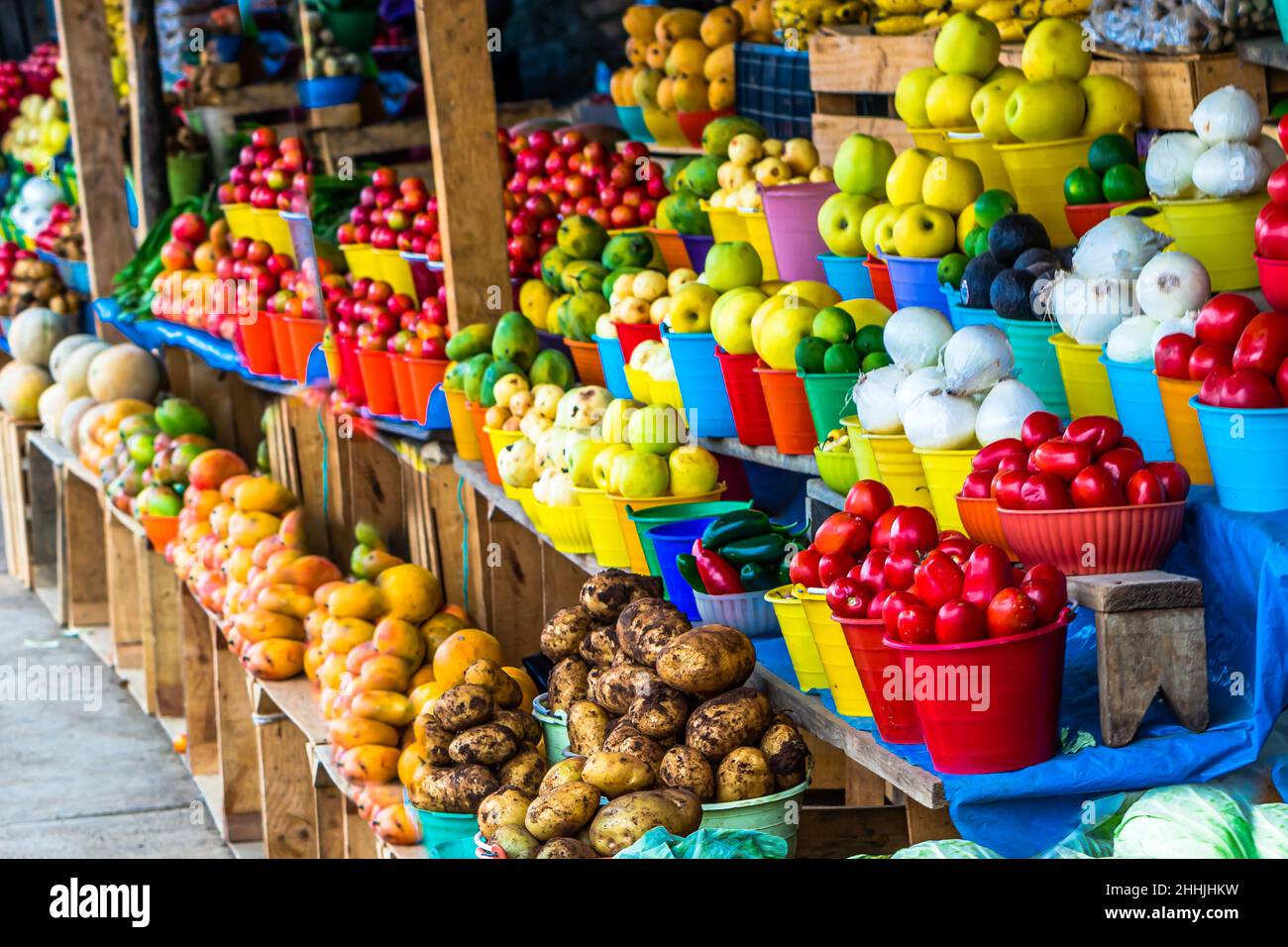 View on fresh fruits and vegetables on indigenous market in Guatemala