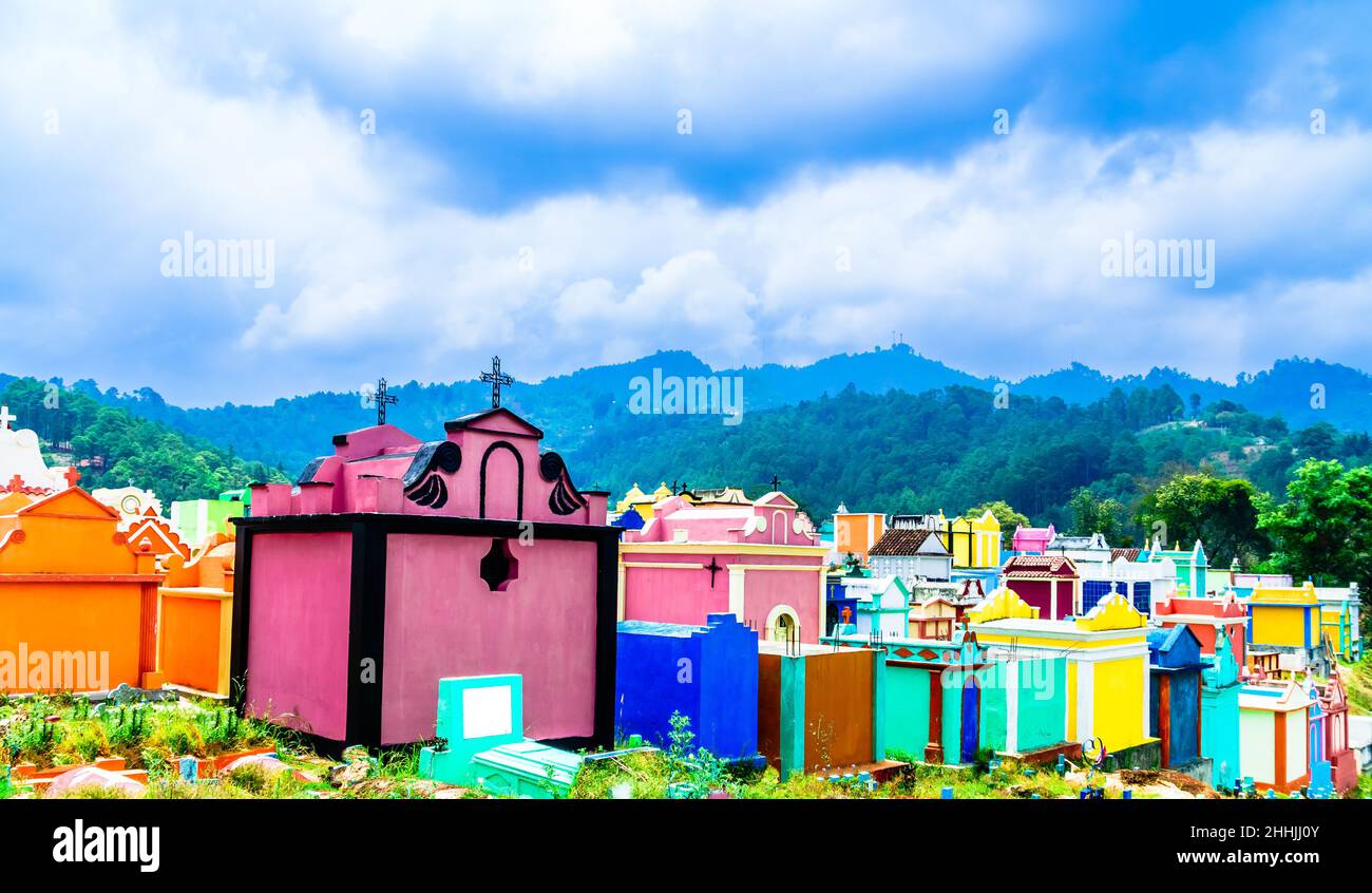 Colorful cemetery of Chichicastenango. Guatemala. Stock Photo