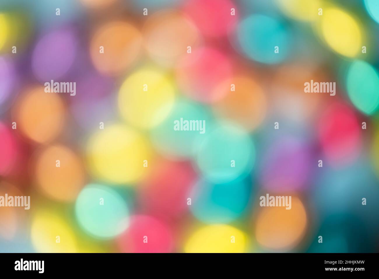 Blurred colourful bokeh of foil easter eggs Stock Photo