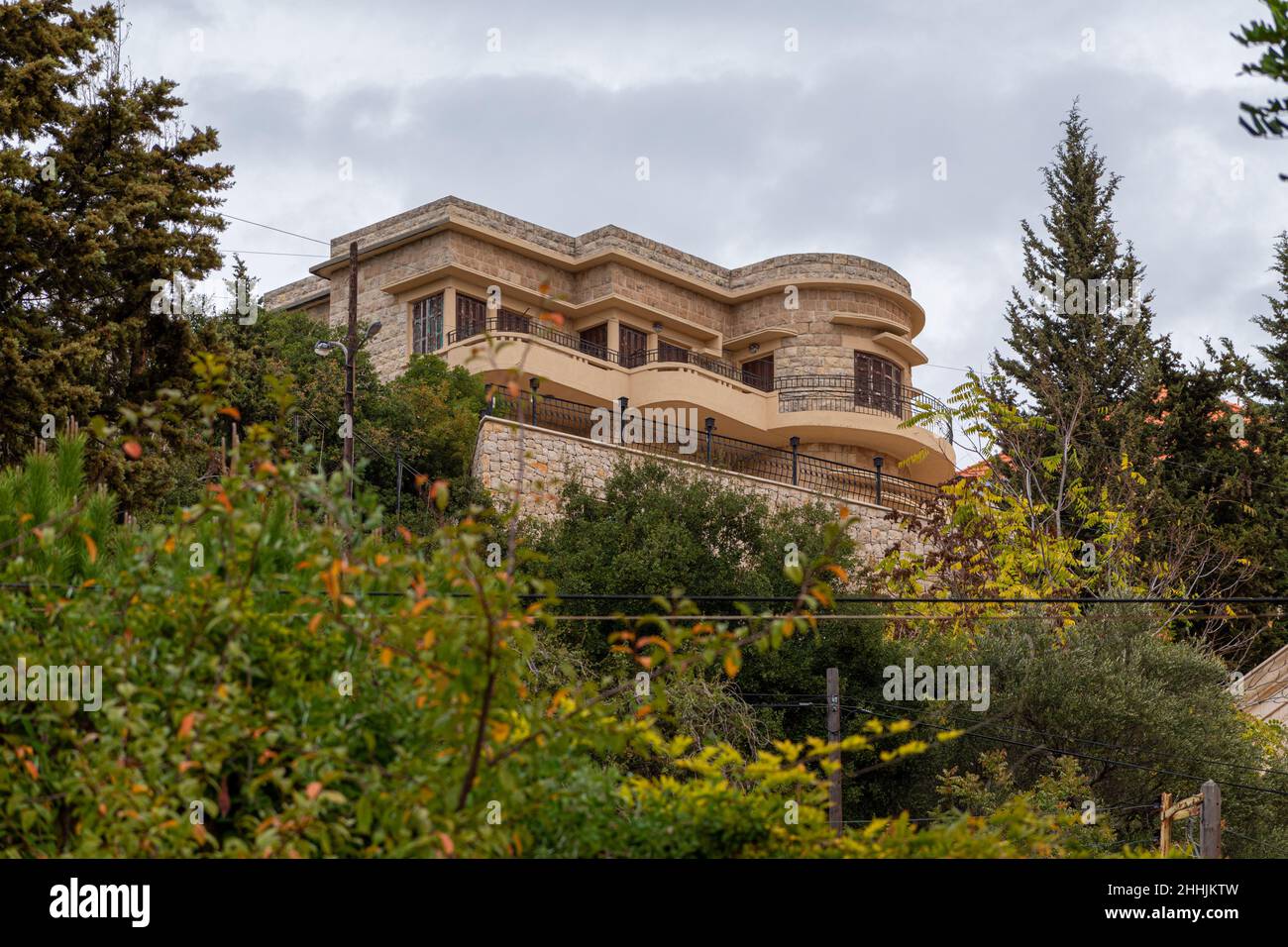 Deir El Qamar village beautiful green landscape and old architecture in mount Lebanon Middle east Stock Photo