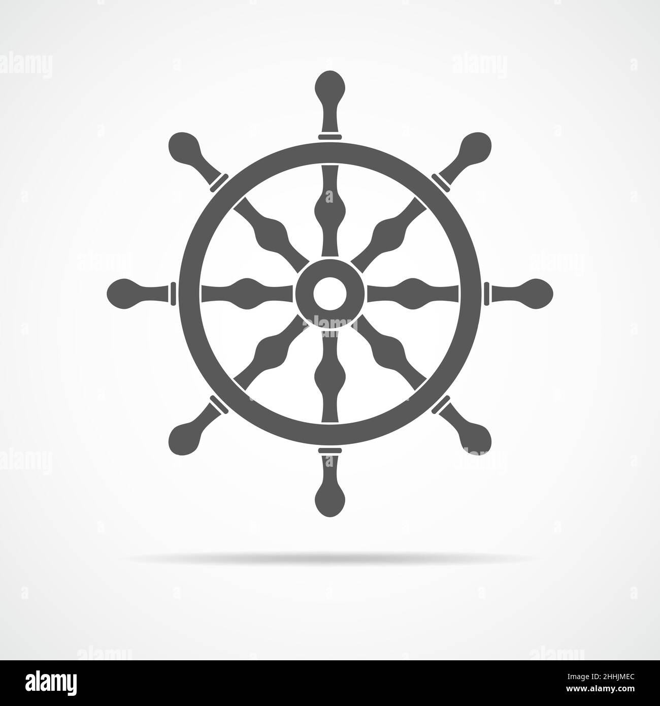 Ship steering wheel icon. Vector illustration. Gray ship steering wheel