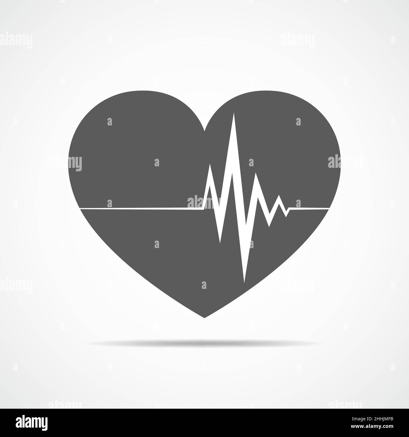 Gray heart icon with sign heartbeat. Vector illustration. Heart in flat ...