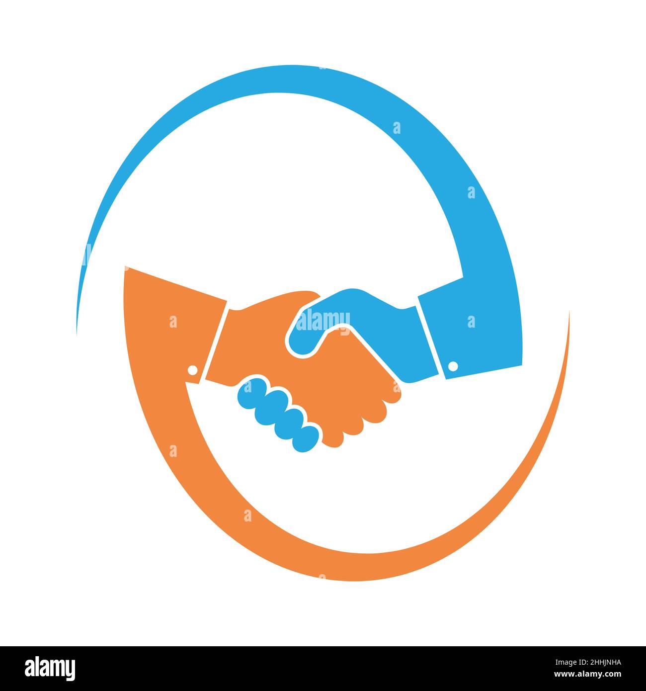 Abstract colored handshake icon. Handshake sign in the circle, on white ...
