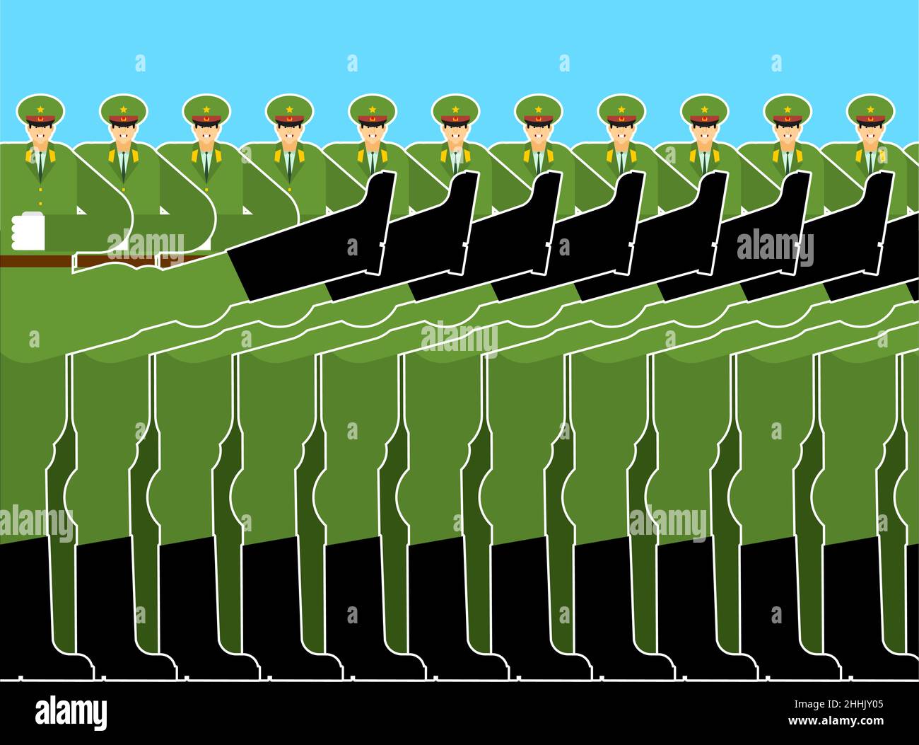 Military march. Soldiers are marching. Illustration for 23 February