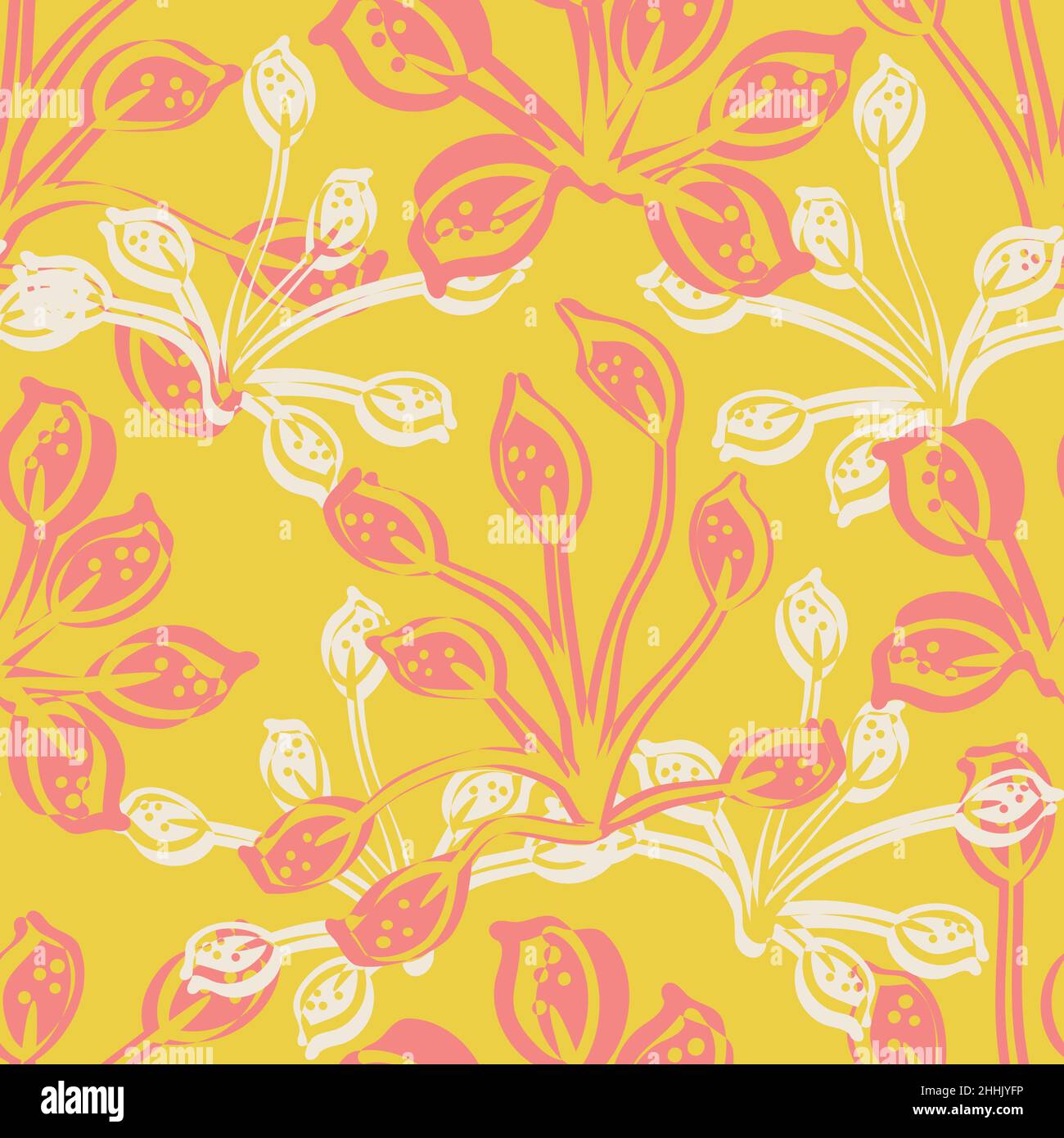Modern abstract wild meadow flower seamless vector pattern background ...