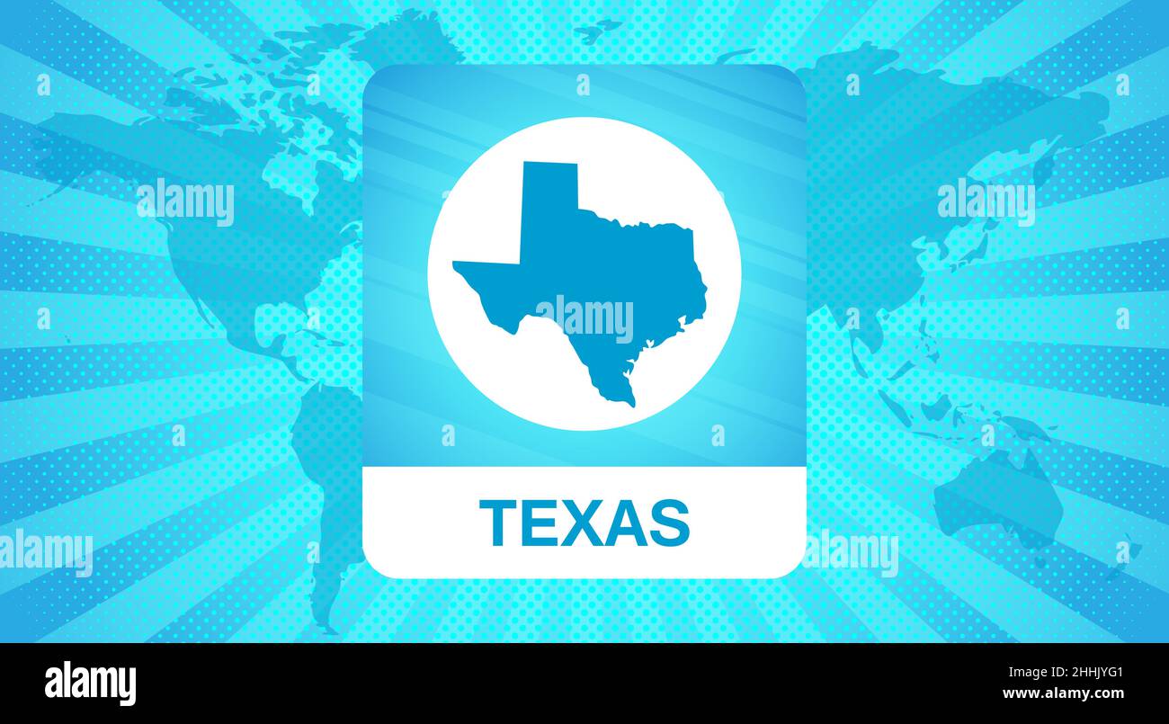 Blue map of Texas. Vector illustration. Texas Map on abstract