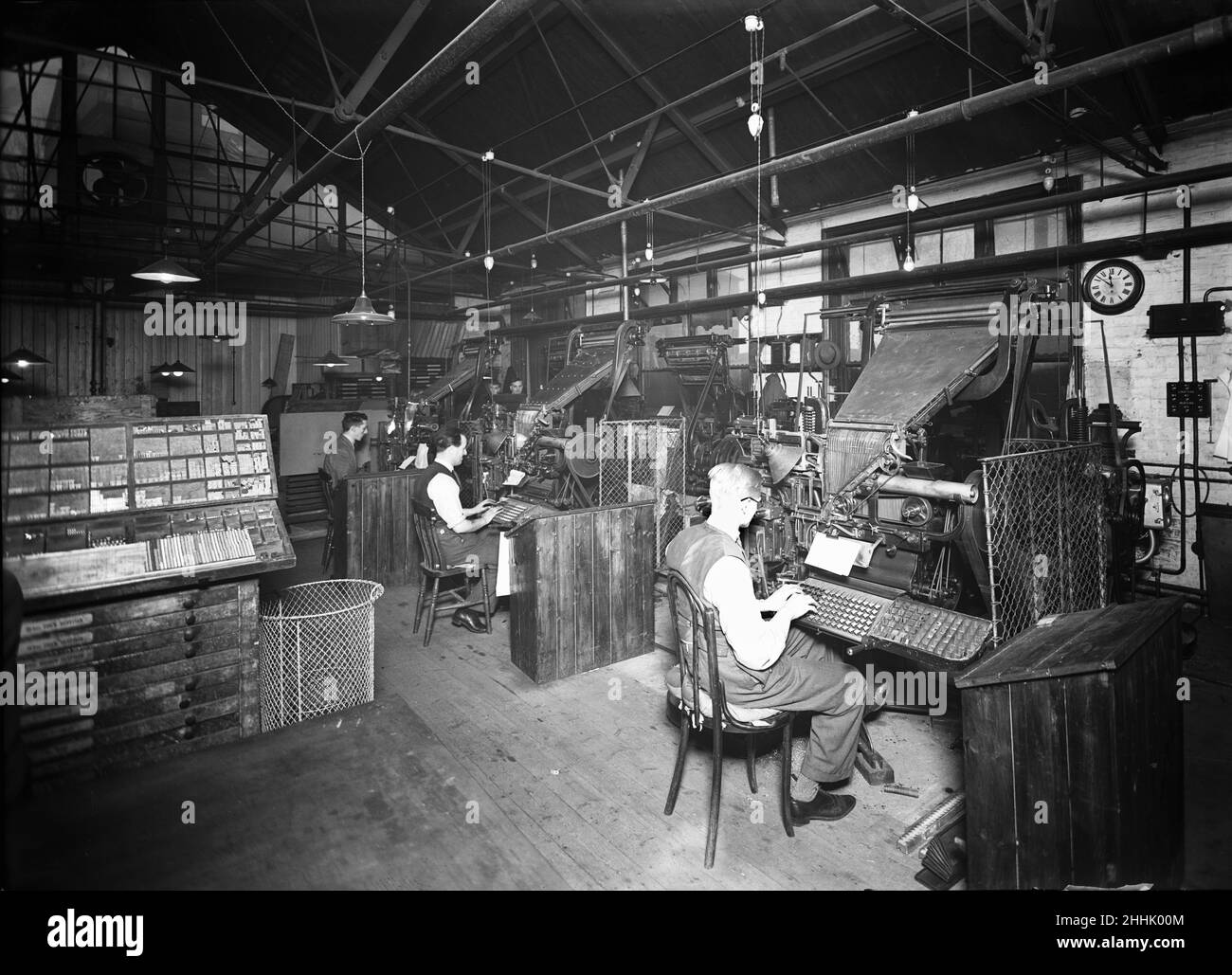 Comp room at King and Hutchings printers, Uxbridge circa 1932 Stock