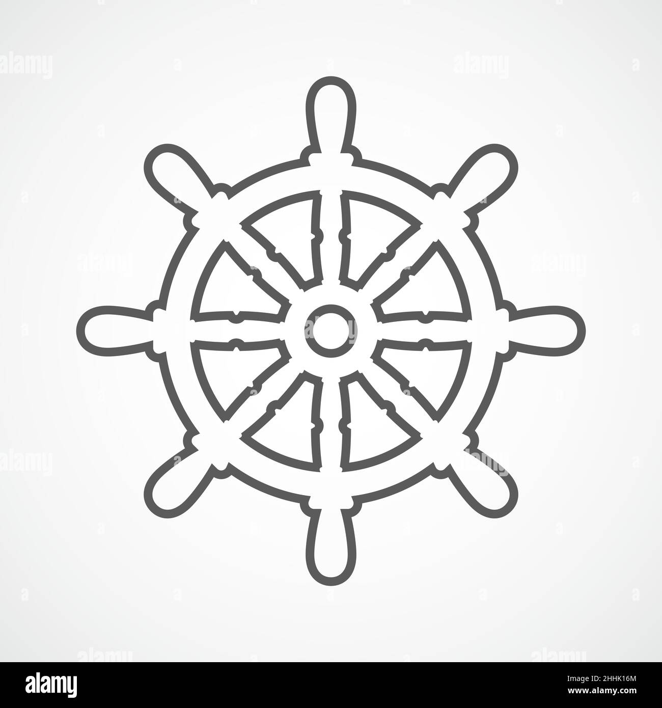 Ship steering wheel icon. Vector illustration. Gray ship steering wheel