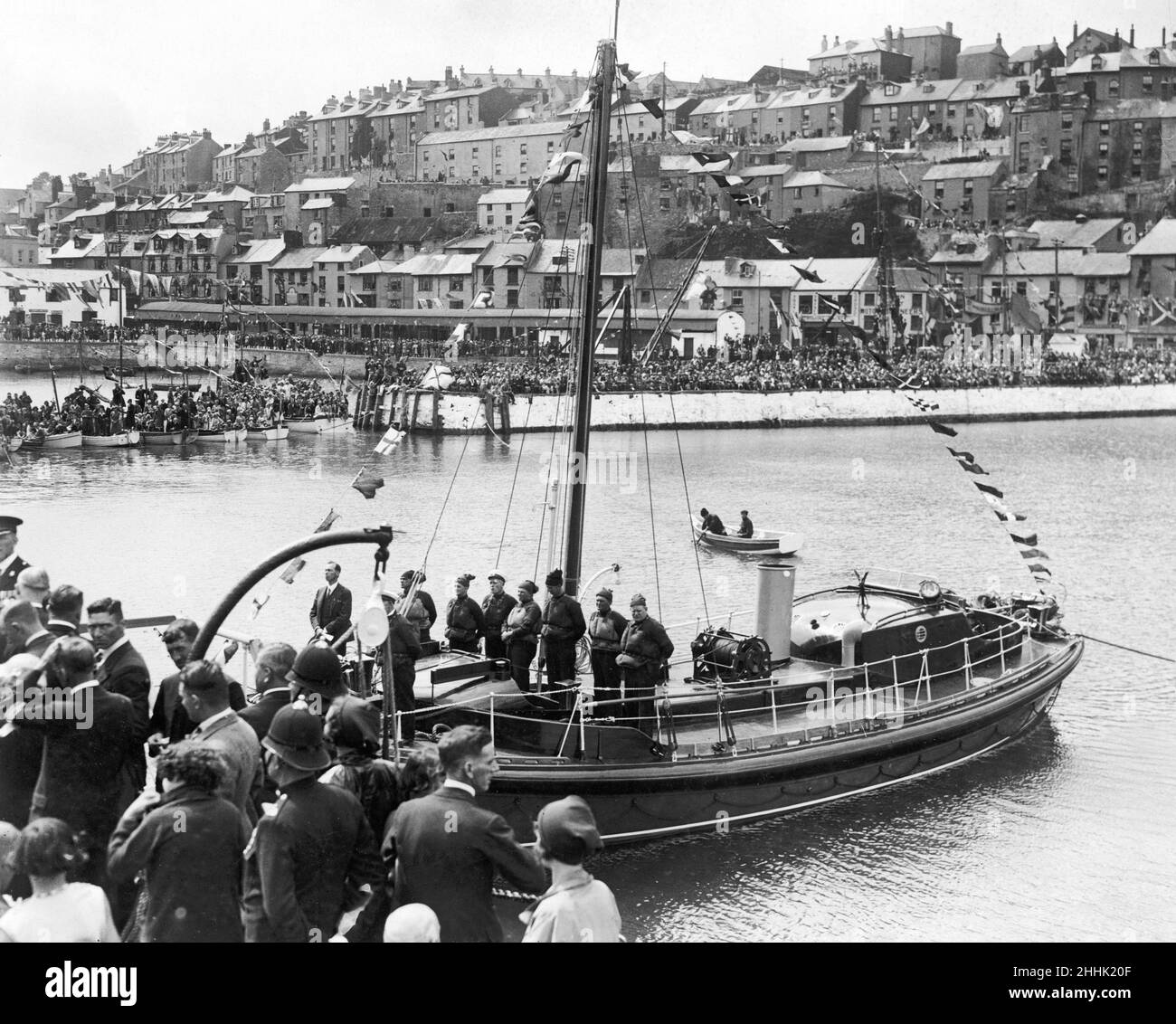 New lifeboat at Brixham, Devon. The Prince of Wales making a speech before the launch. 29th July 1932.   zxsa Stock Photo