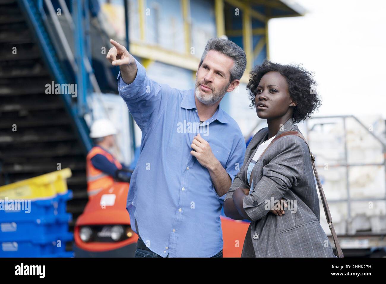 THE 355, From Left: Director Simon Kinberg, Lupita Nyong'o, On Set ...