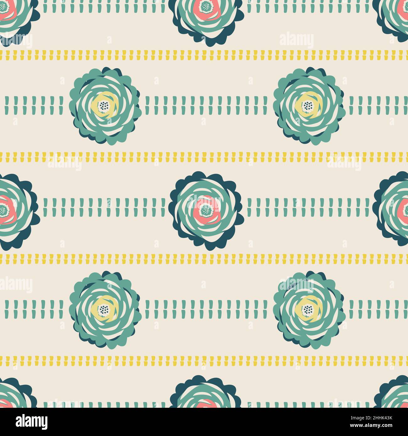 Abstract peony flower seamless vector pattern background. Blue white ...