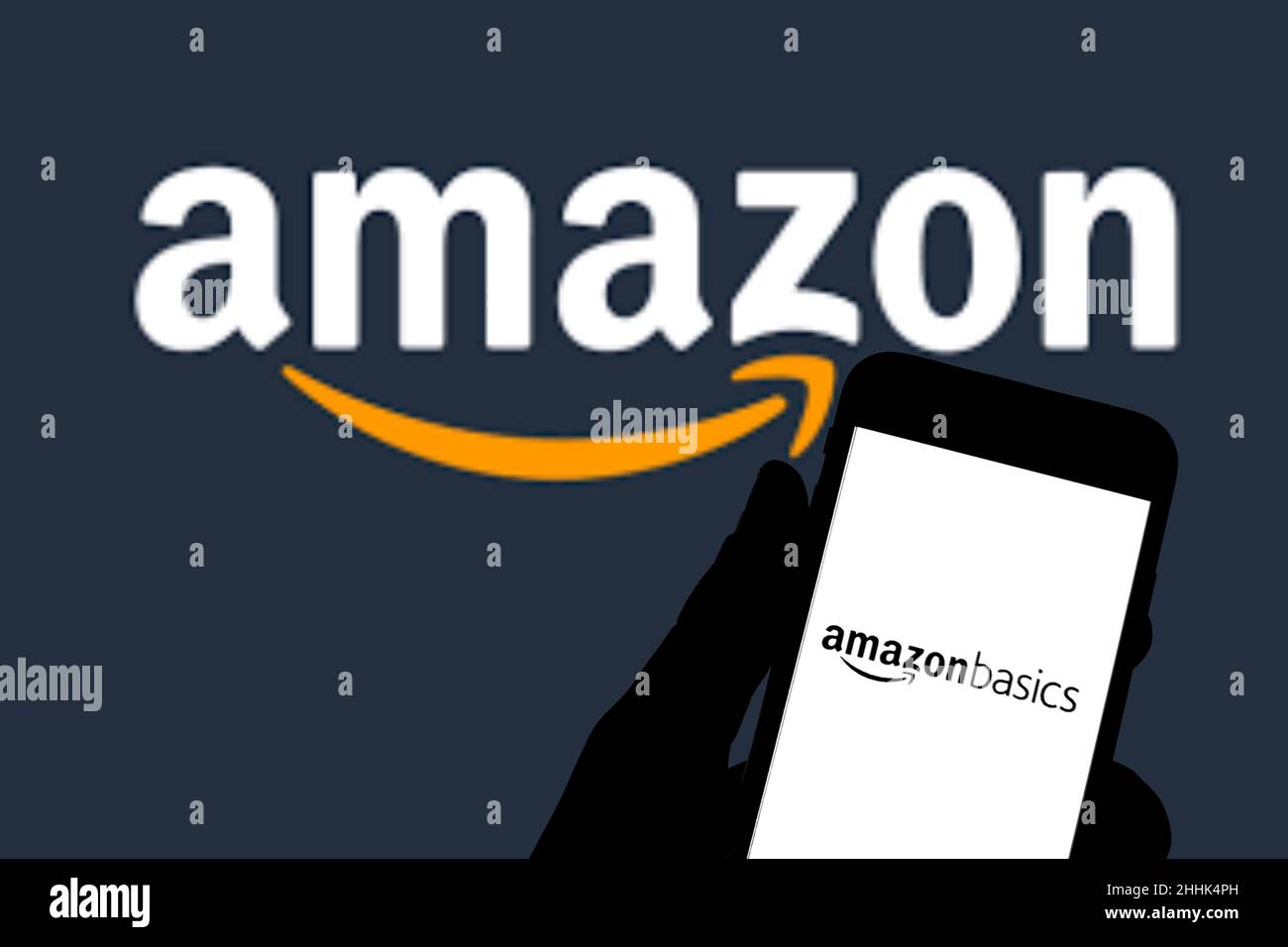 In this photo illustration the Amazon Basics seen displayed on a ...