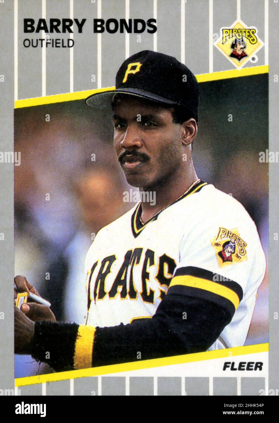 1989 Fleer baseball card of Barry Bonds with the Pittsburgh Pirates. Stock Photo