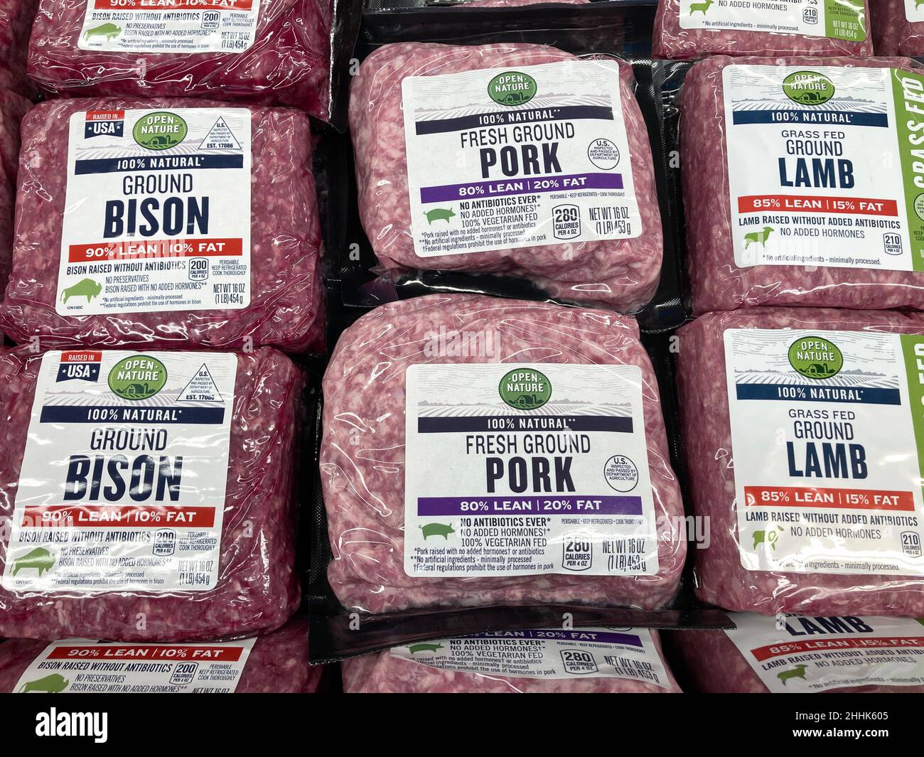 Open Nature brand bison, pork and lamb meat packages available in the