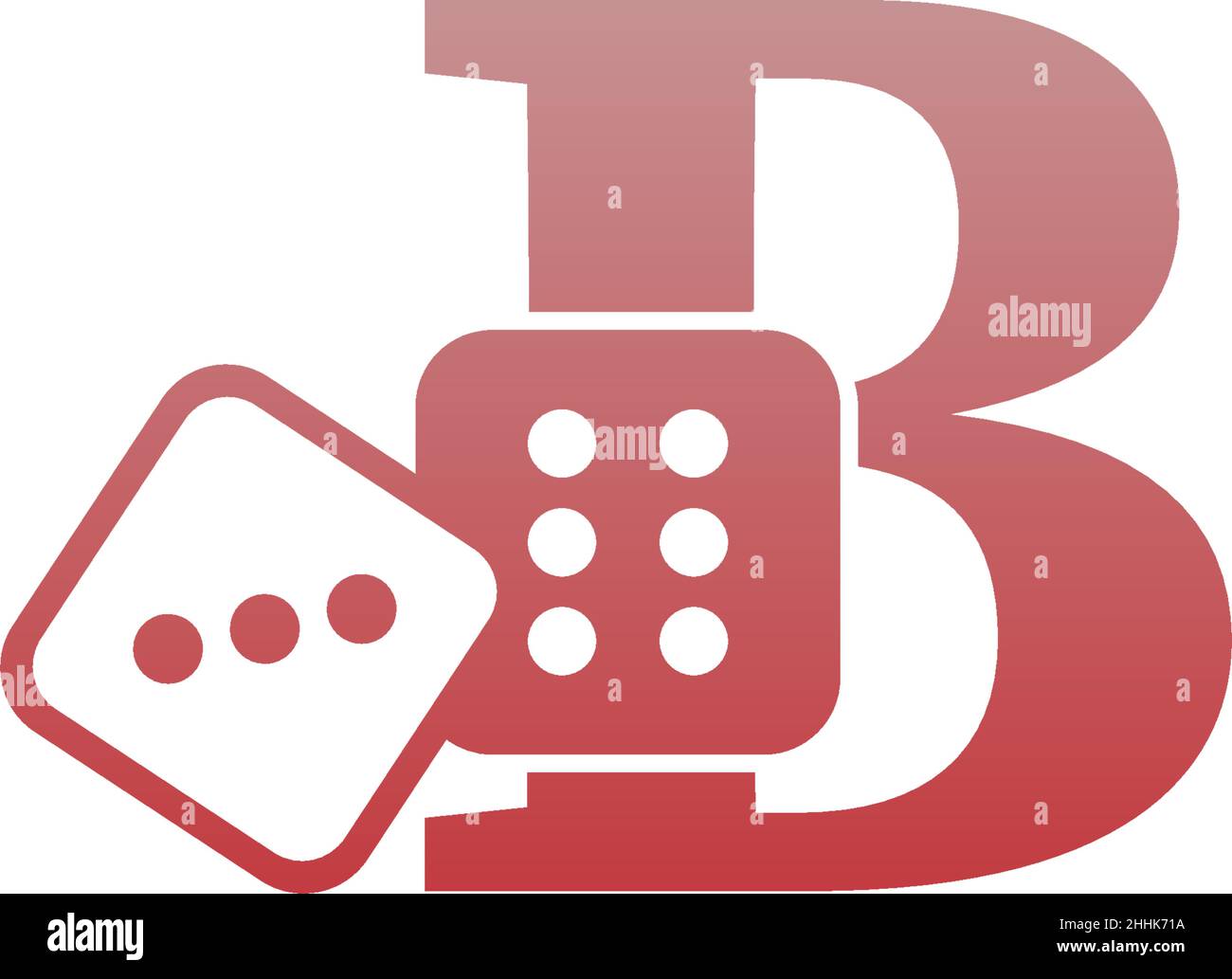 Letter B with dice two icon logo template vector Stock Vector