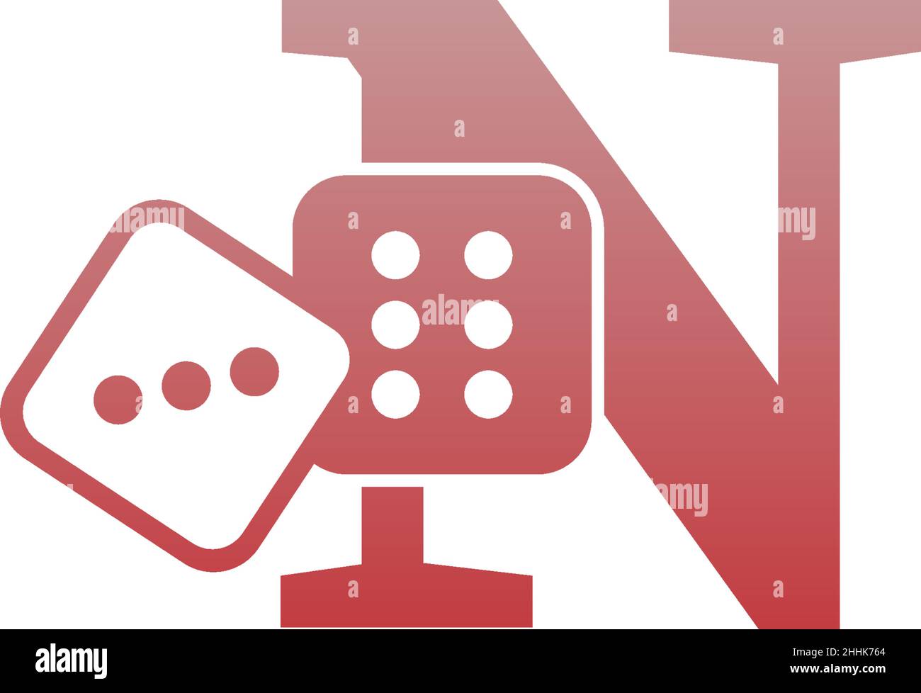 Letter N with dice two icon logo template vector Stock Vector