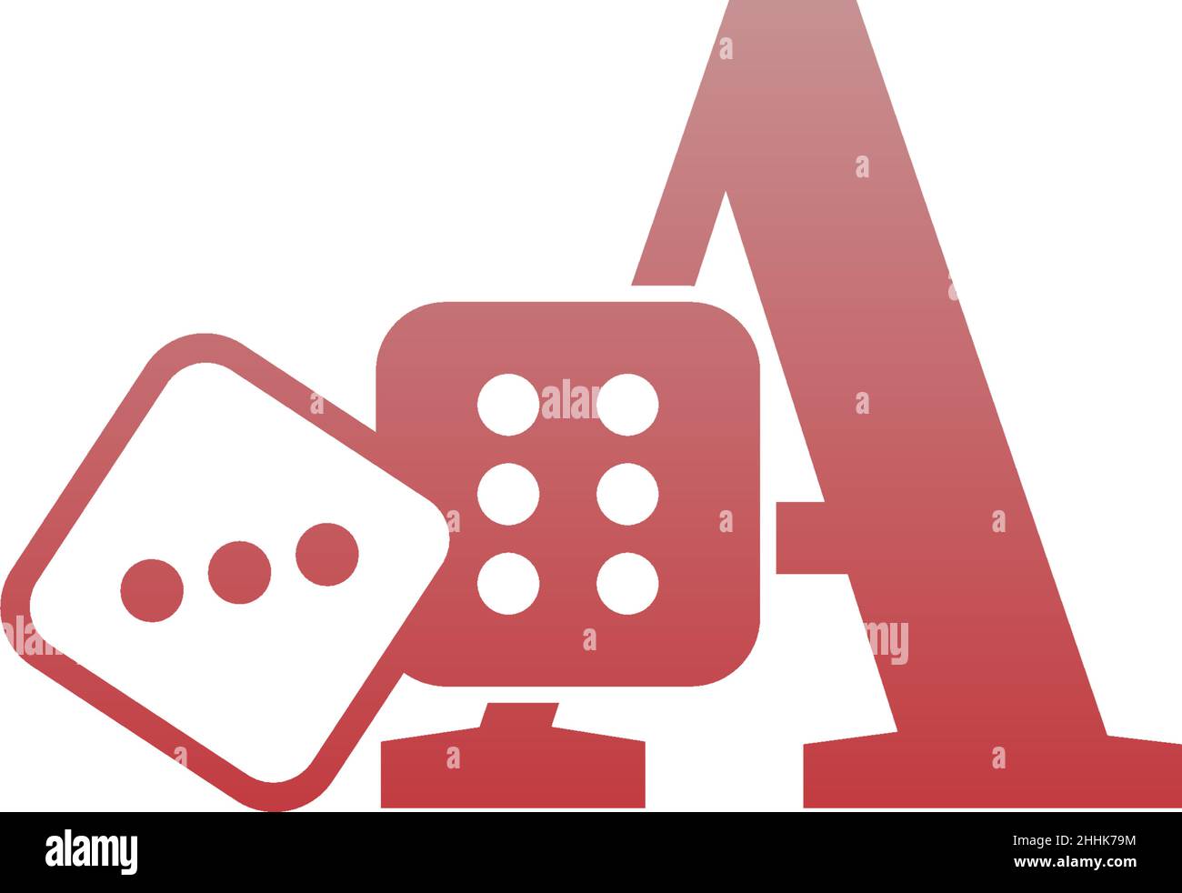 Letter A with dice two icon logo template vector Stock Vector