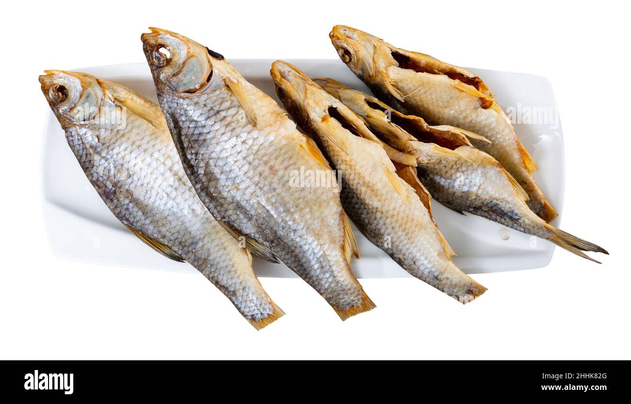Dried roaches served on plate Stock Photo