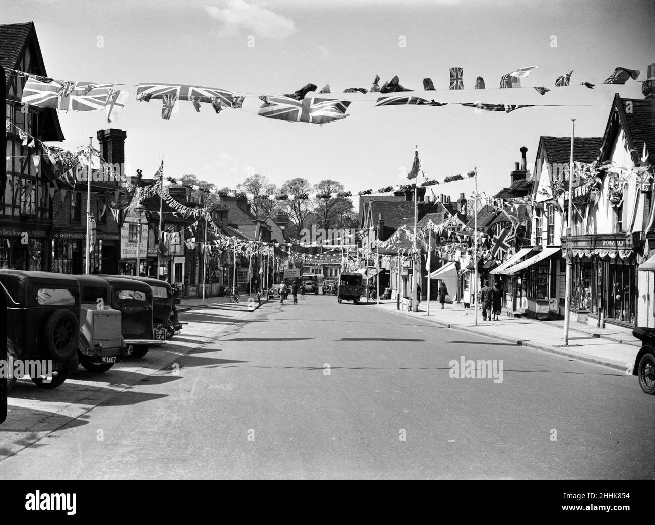 Pinner High Street decorated for King V Silver Jubilee 1935