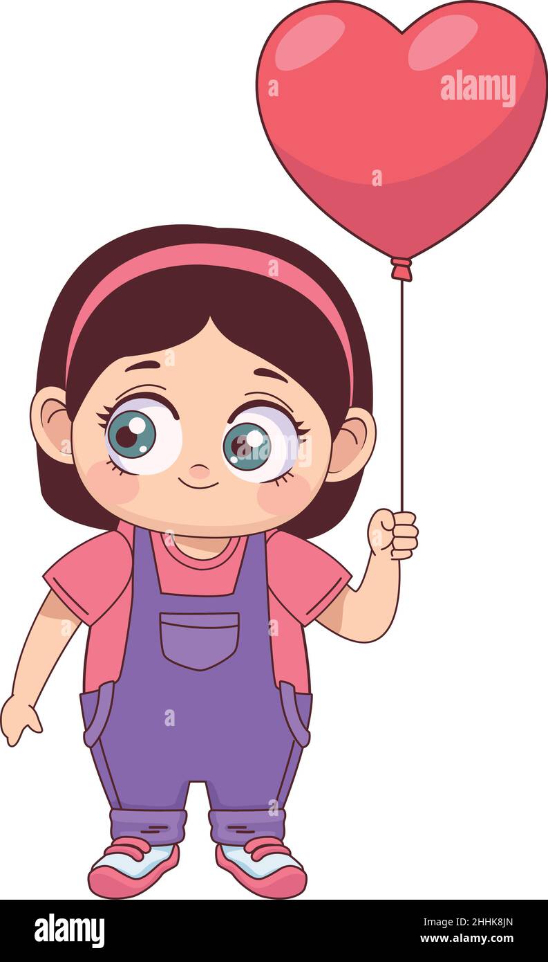 little girl with balloon heart Stock Vector Image & Art - Alamy