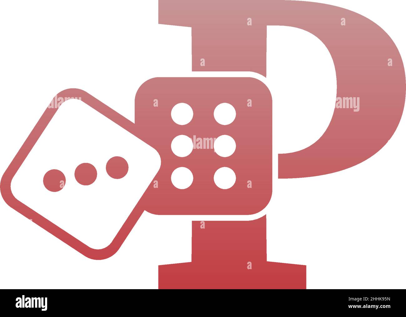 Letter P with dice two icon logo template vector Stock Vector