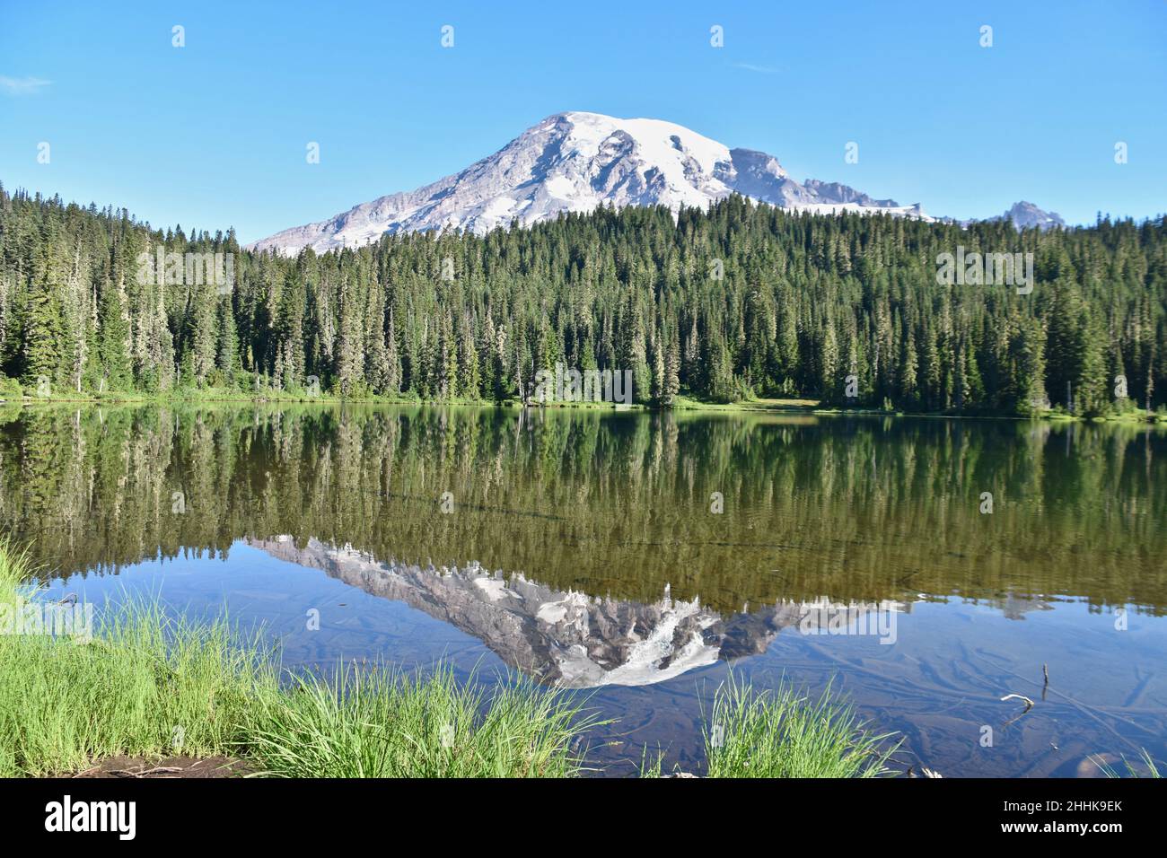 Rainier National Park, Washington, USA: Mount Rainier mirrored in the ...