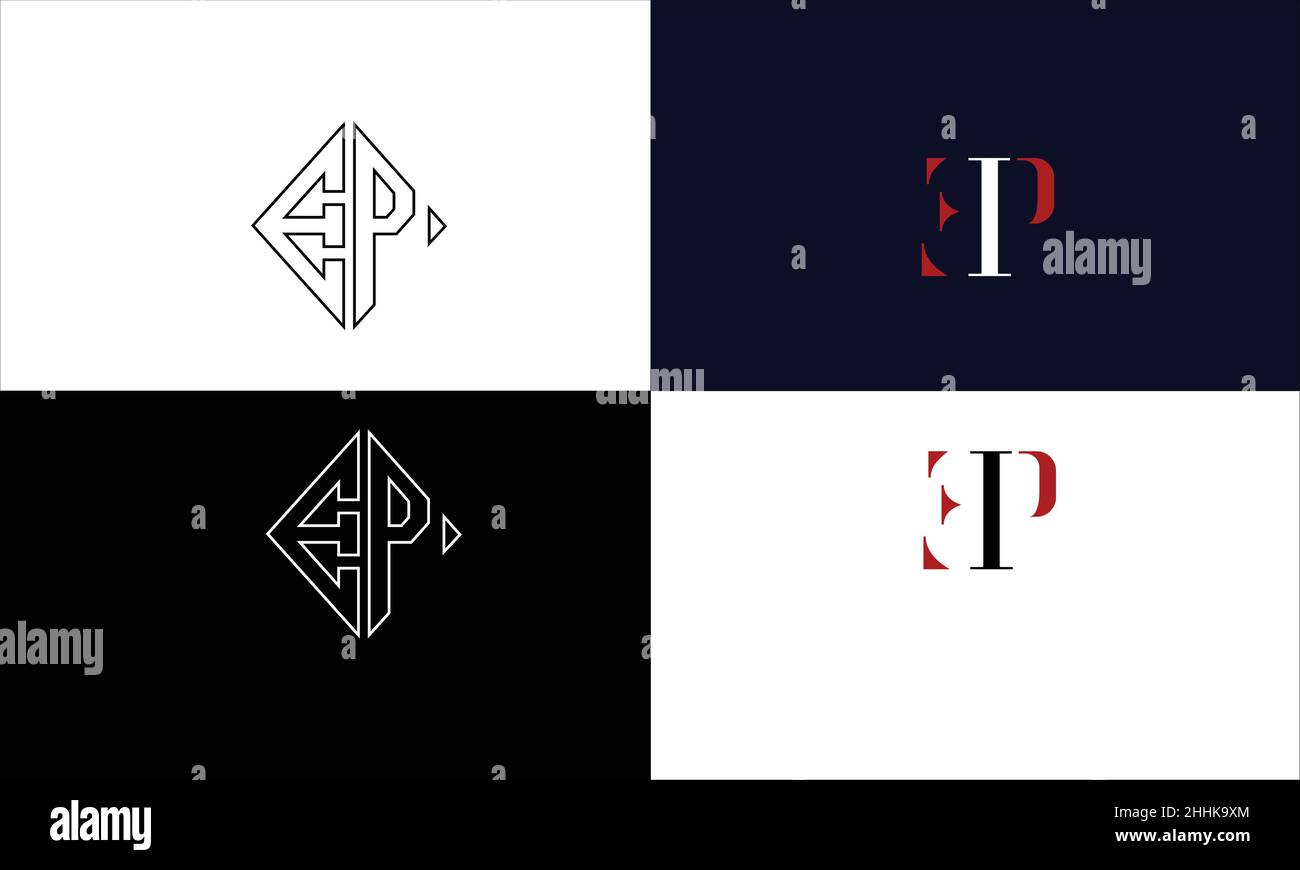 EP, PE Abstract Letters Logo MONOGRAM Stock Vector