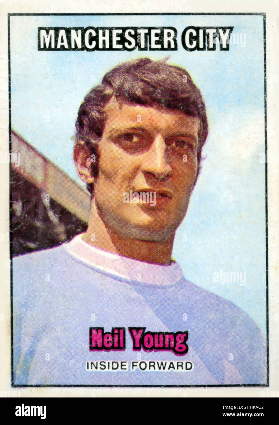 A British football card of player Neil Young with the Manchester City team Stock Photo