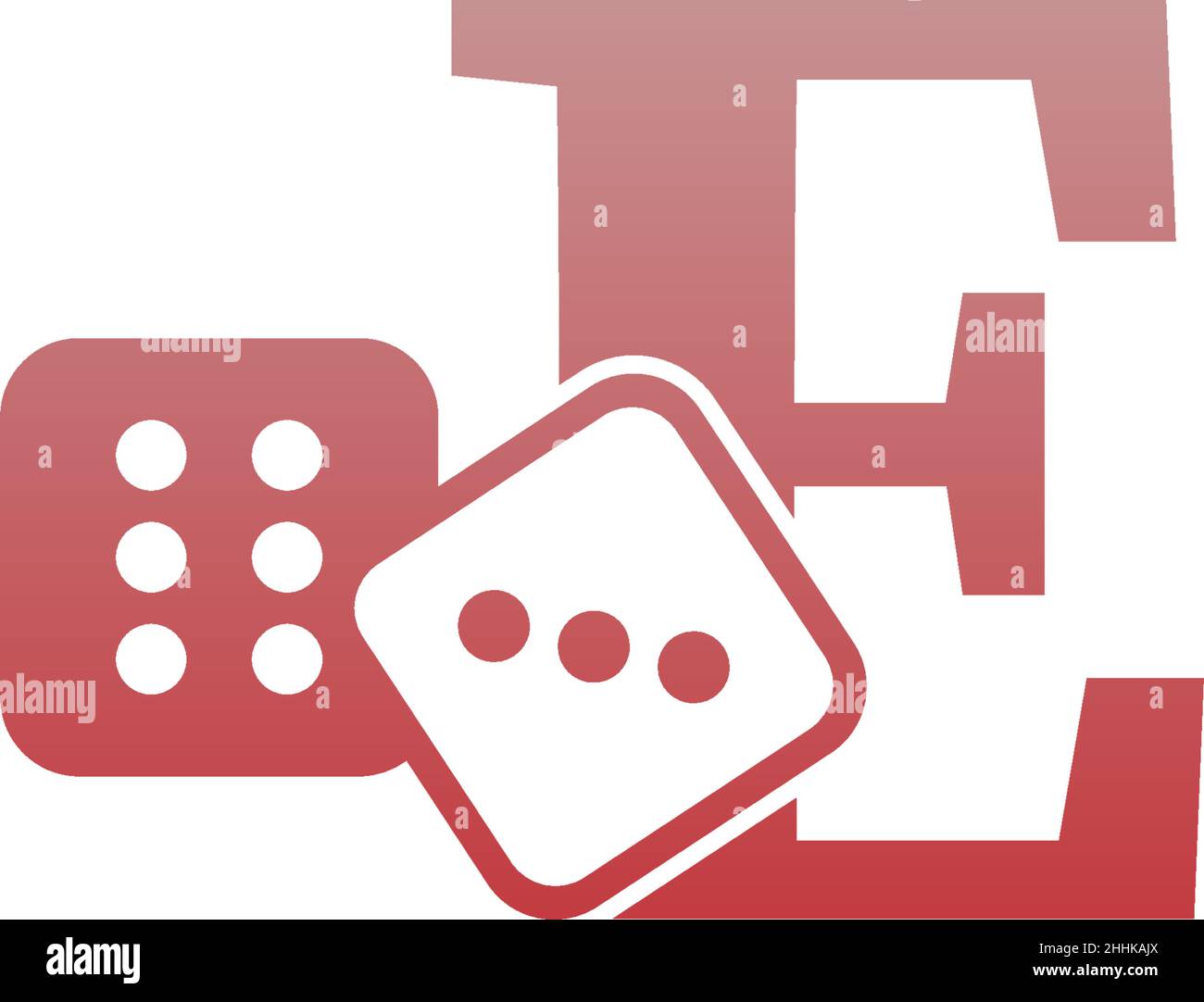 Letter E with dice two icon logo template vector Stock Vector
