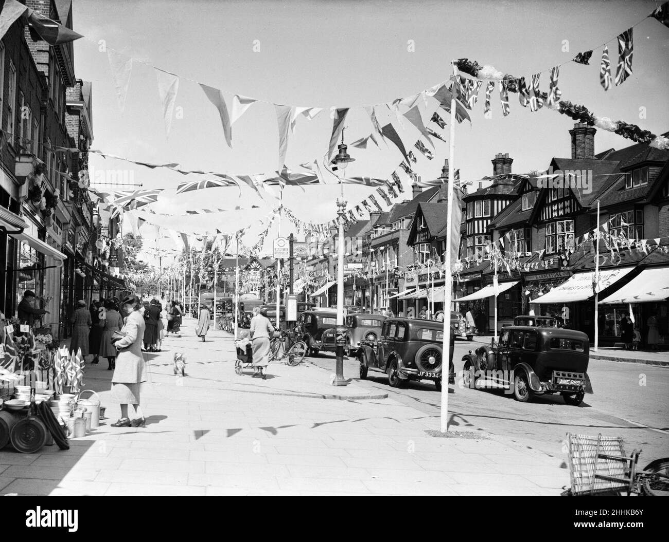 Pinner High Street decorated for King V Silver Jubilee 1935