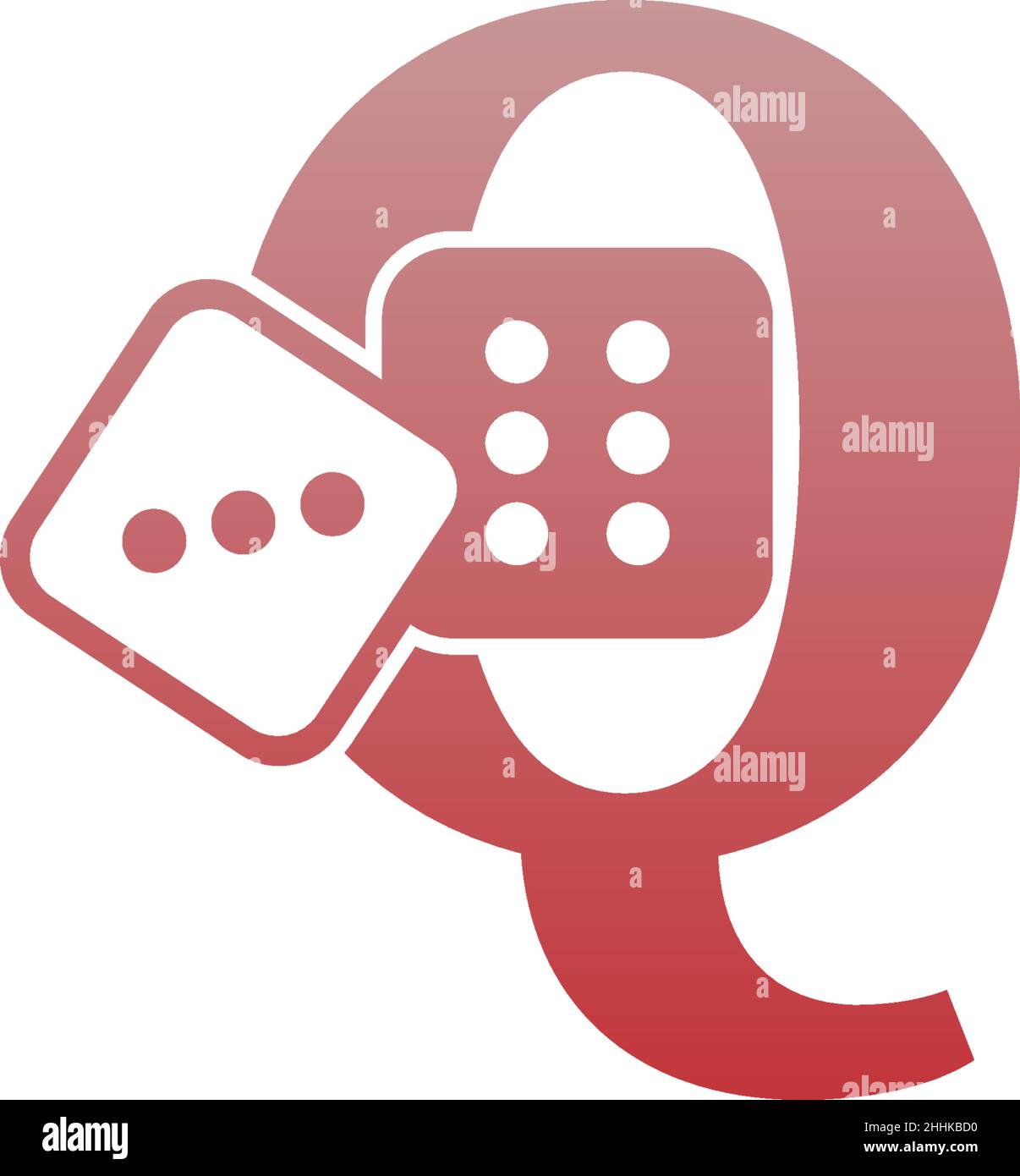Letter Q with dice two icon logo template vector Stock Vector