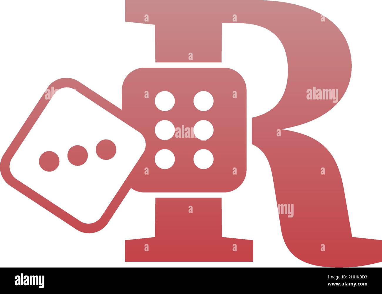 Letter R with dice two icon logo template vector Stock Vector Image ...